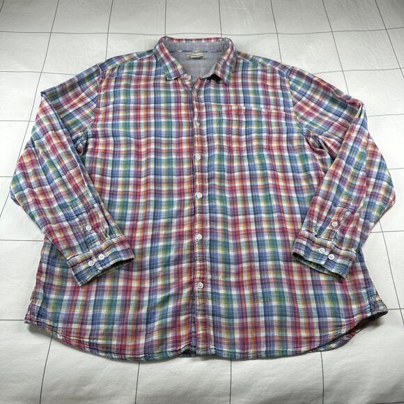 Carbon2Cobalt Shirt Mens XXL Multicolor Rainbow Plaid Cotton Button Up Casual - Picture 1 of 7